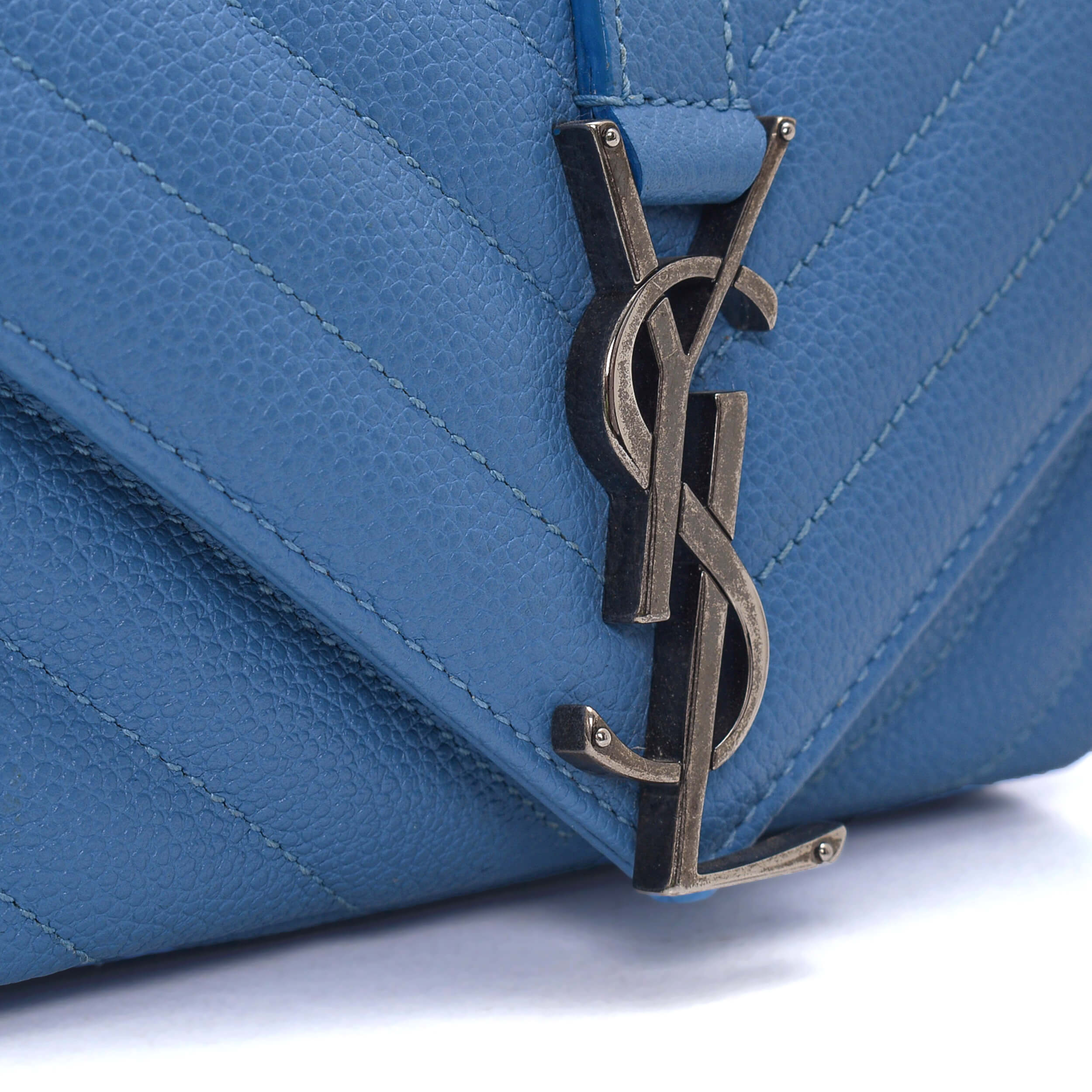 Yves Saint Laurent - Blue Chevron Mini College Bag